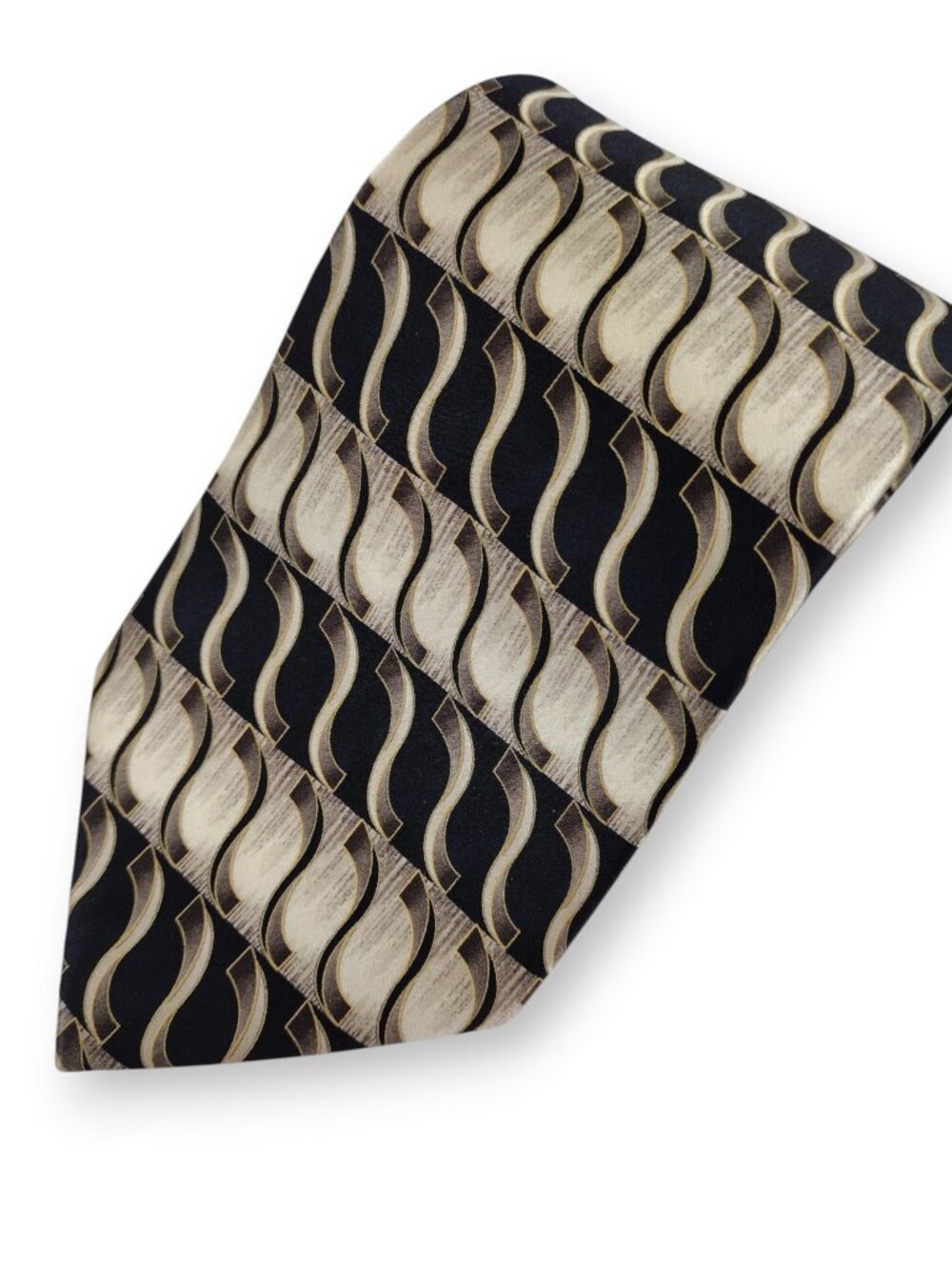 Vintage Umberto Bossi All Silk Handmade Striped Geometric Necktie 3.75 x 58